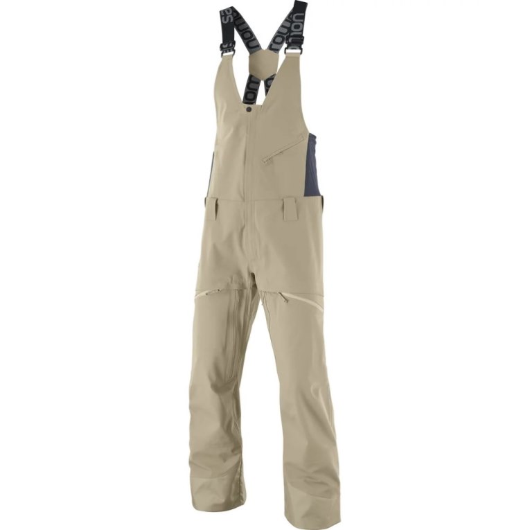 Khaki Salomon Stance 3L Bib Men's Ski Pants | PH 72934E